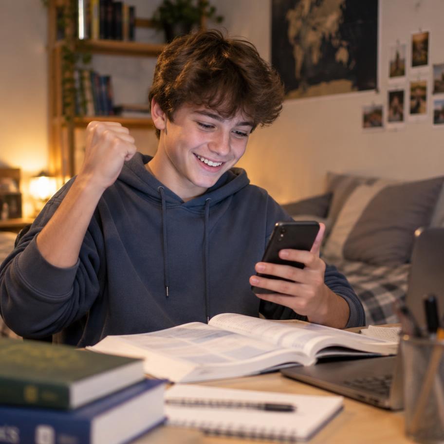 Leerling is blij en zelfverzekerd na uitleg